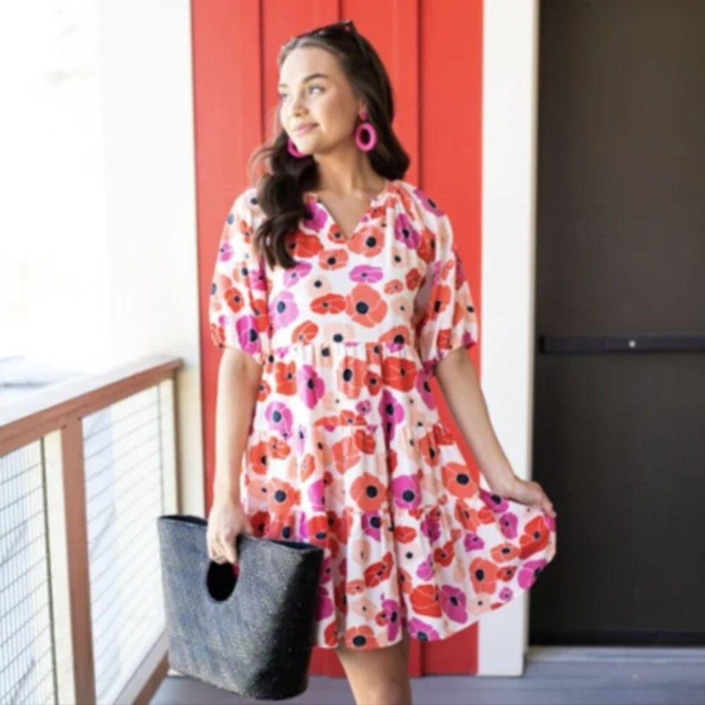 Michelle McDowell Poppy Floral Tiered Dress Small